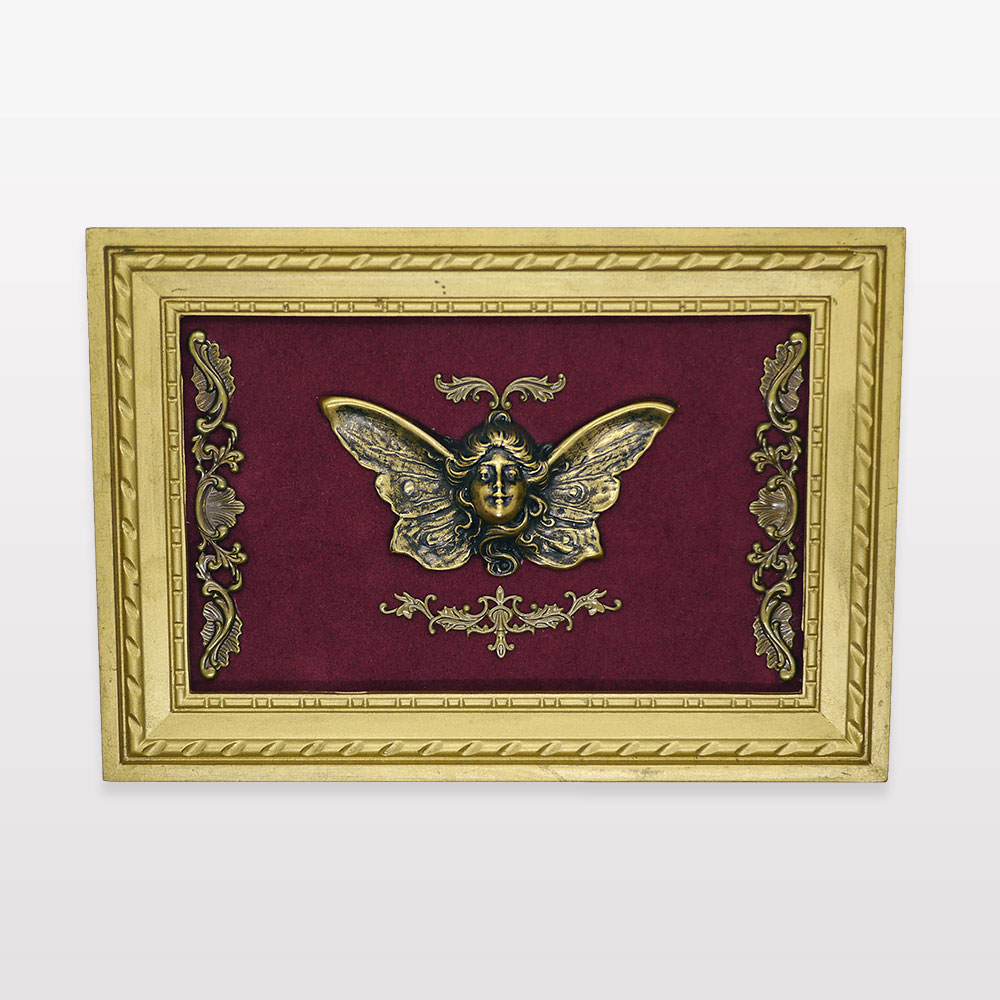 Image d'un cadre photo, tableau art nouveau, art déco de style baroque en laiton et velours