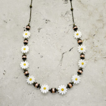 Collier vintage et hippie en pierres semi-précieuses et perles véritables