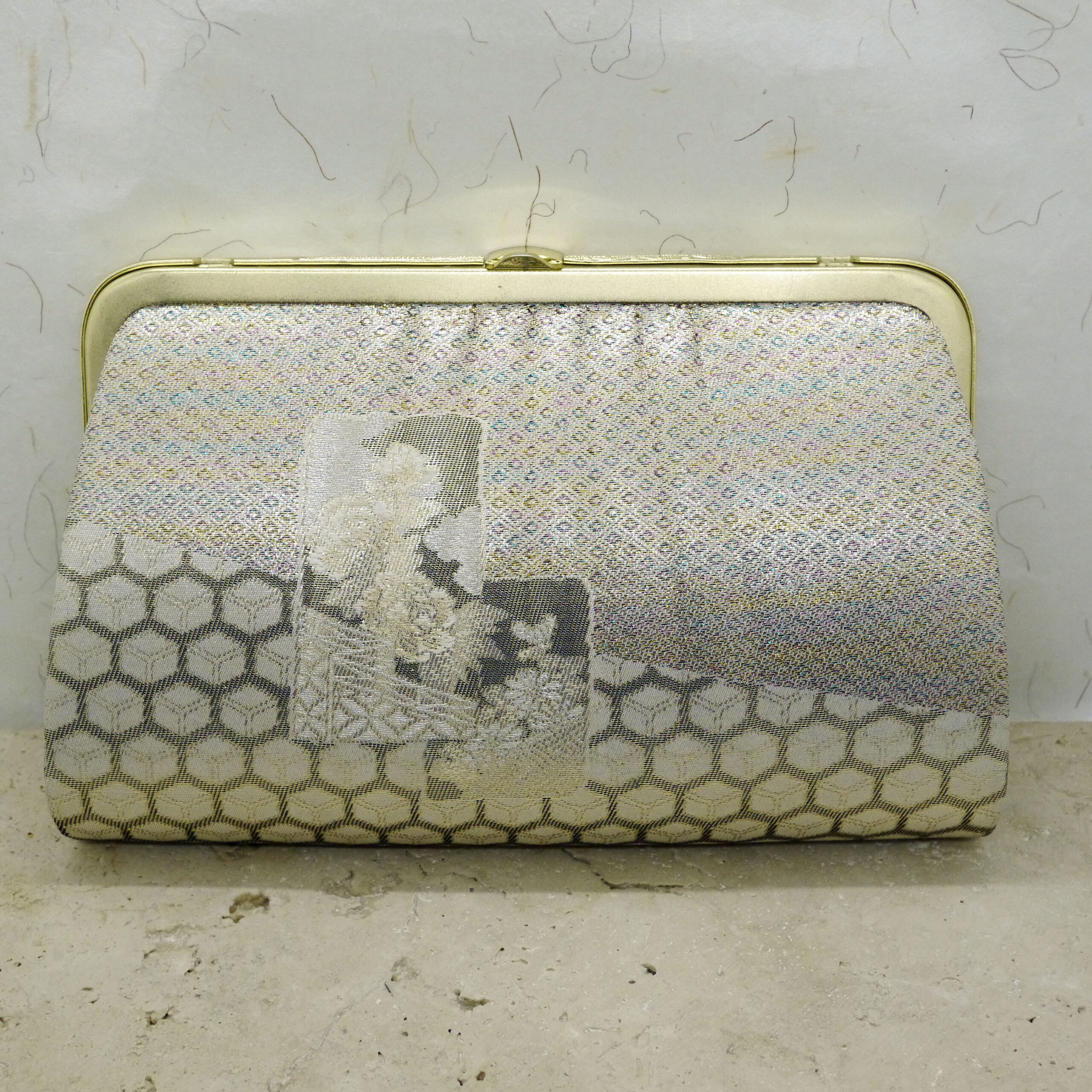 Pochette japonaise vintage en soie tissée avec motifs