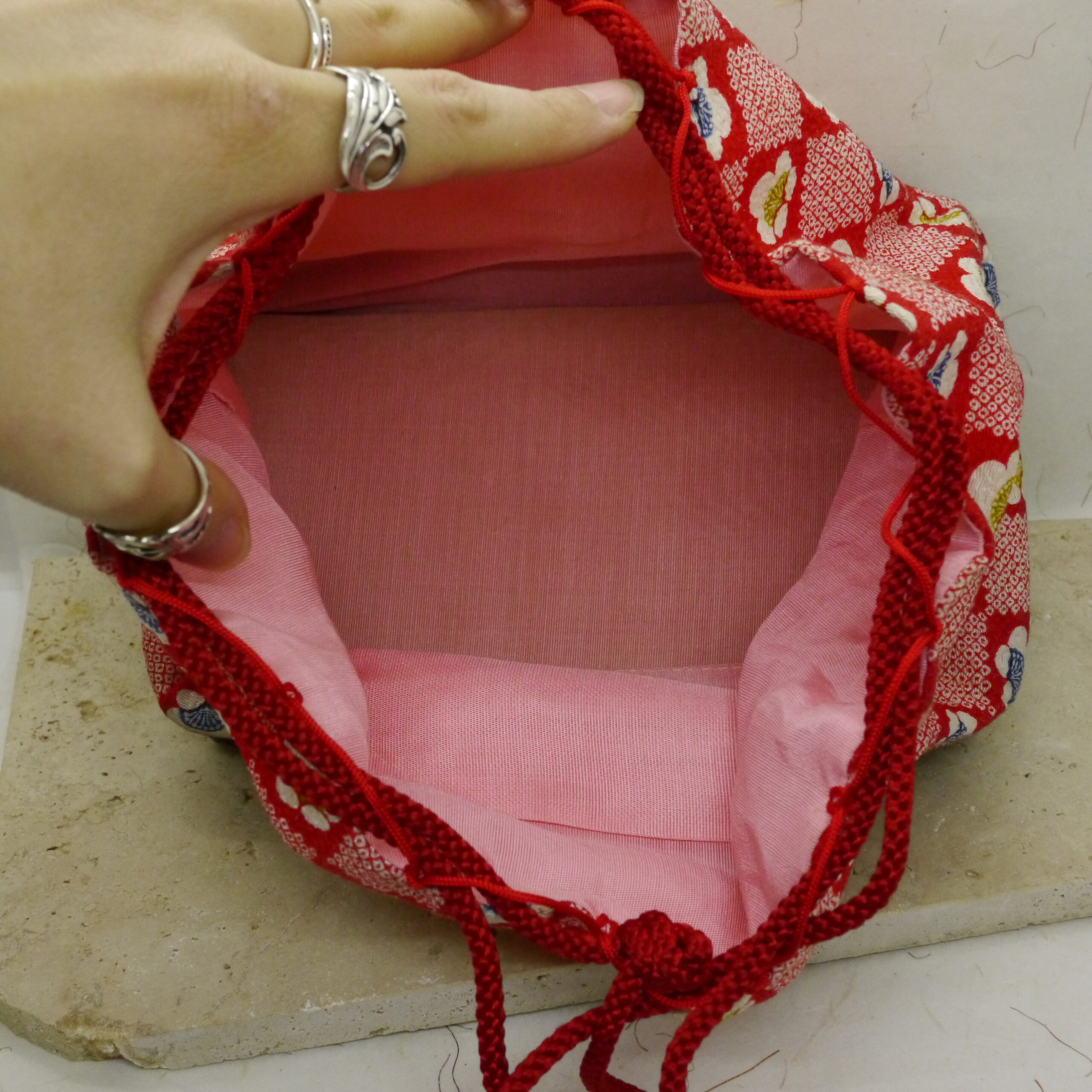 Doublure d'un sac japonais en soie