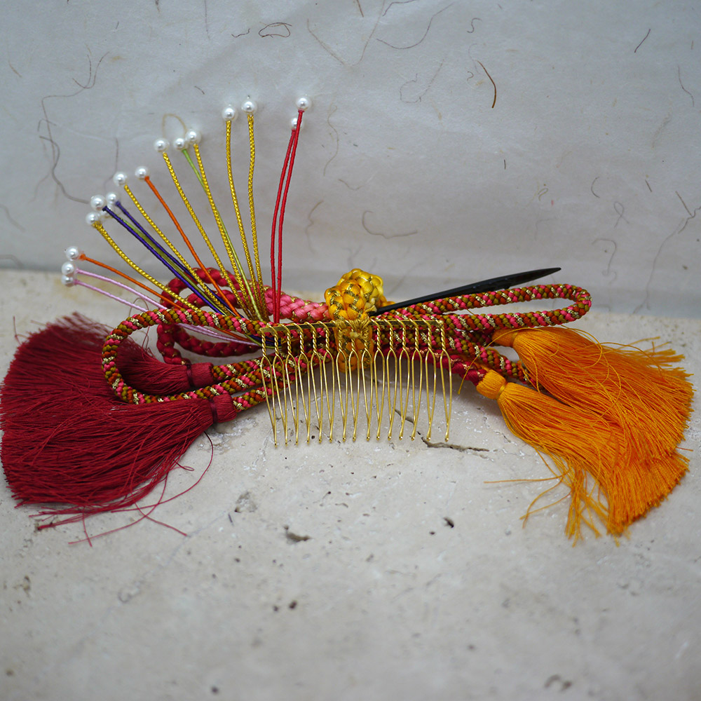 Barrette japonaise vintage chinée faite artisanalement