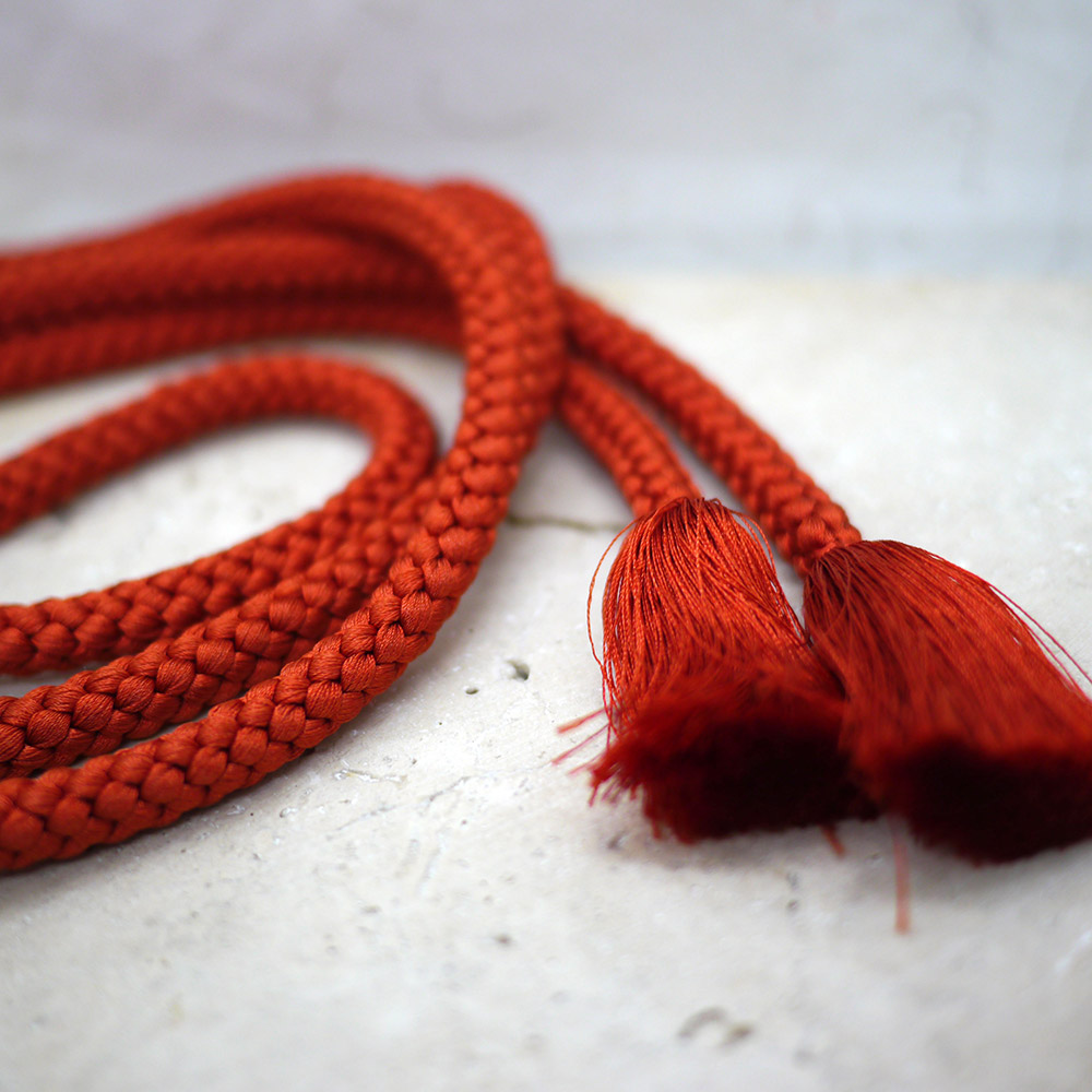 Obijime japonais vintage en soie tressée à la main