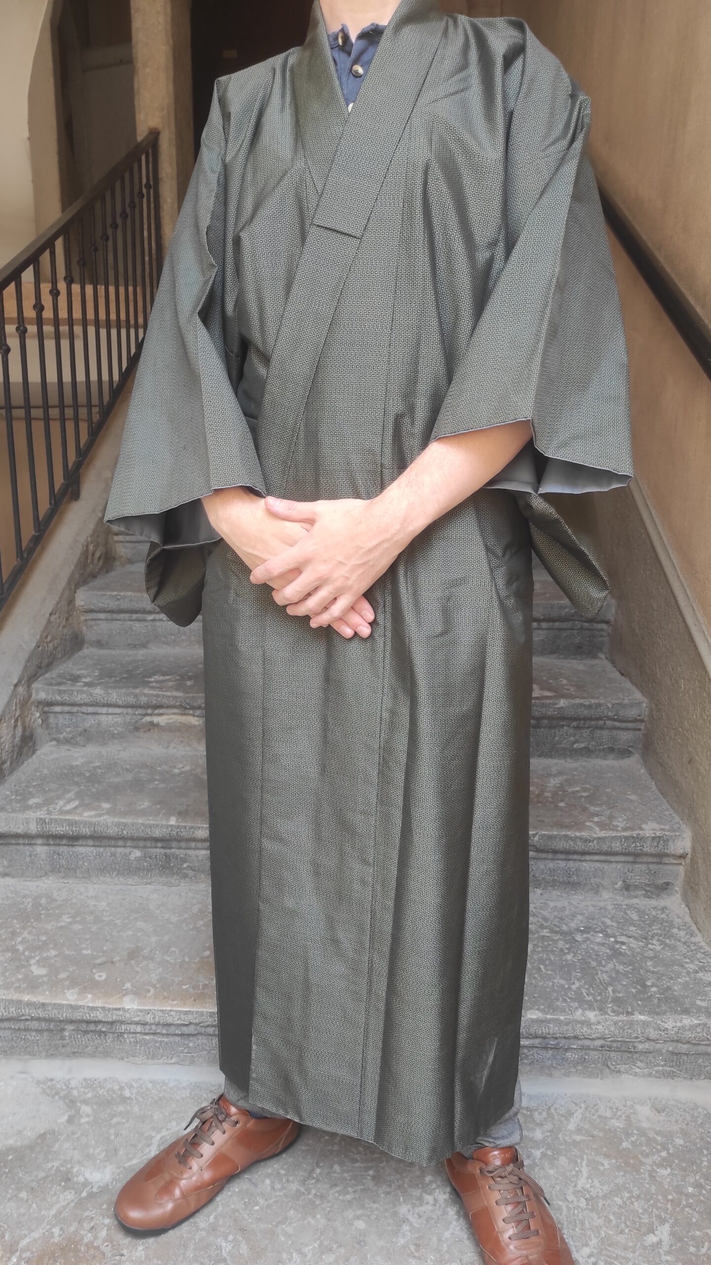 Kimono japonais en soie à motif de carapace de tortue