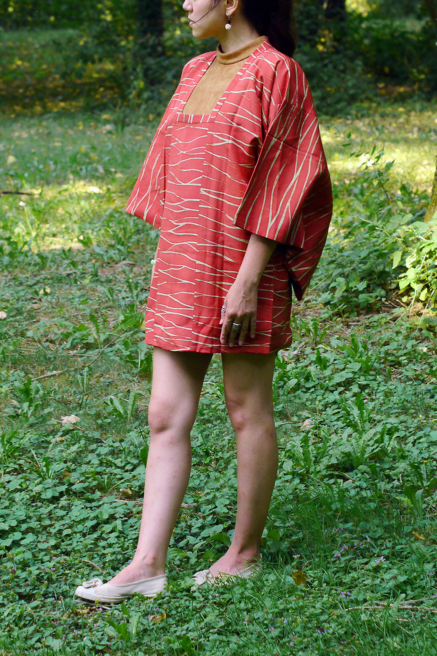 Michiyuki japonais en soie à zébrures