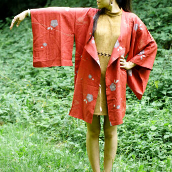 Photo d'un kimono japonais à manches longues en forme de papillon