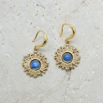 boucles-d’oreilles-soleil-cyanite Boucles cyanites dorées